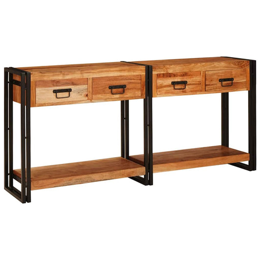 Avlastningsbord Konsollbord Tre 2 pcs Brun 161 x 33 x 75 cm Solid akasietre