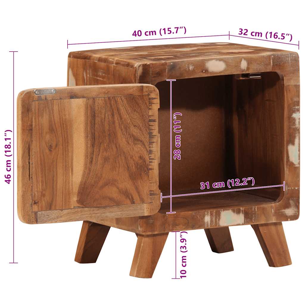 Nattbord Sengbord Tre Gjenvunnet Heltre 40x32x46 cm