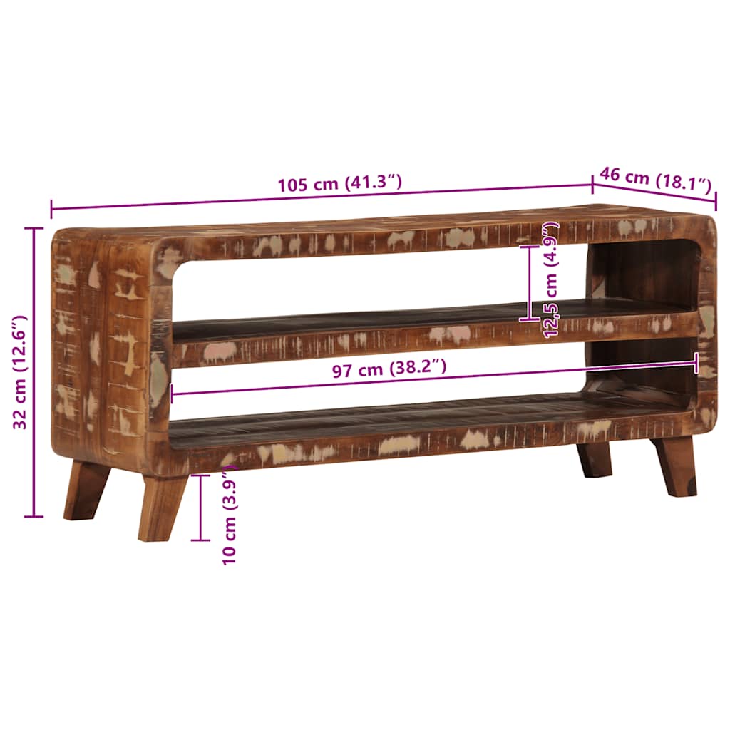 TV-Møbel Tre Tv-benk 105x46x32 cm gjenvunnet heltre