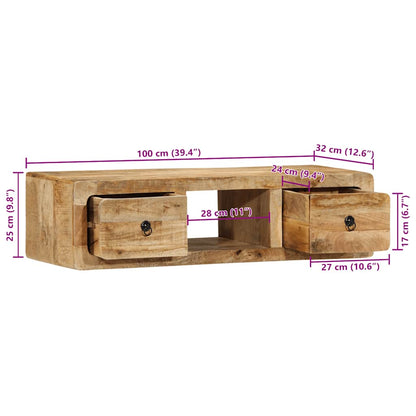 TV-Møbel Tre Tv-benk Veggmontert 100x32x25 cm grovt heltre mangotre