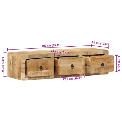 TV-Møbel Tre Tv-benk Veggmontert 100x32x25 cm grovt heltre mangotre
