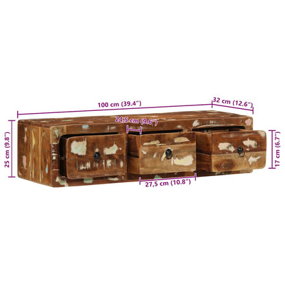 TV-Møbel Tre Tv-benk Veggmontert 100x32x25 cm gjenvunnet heltre