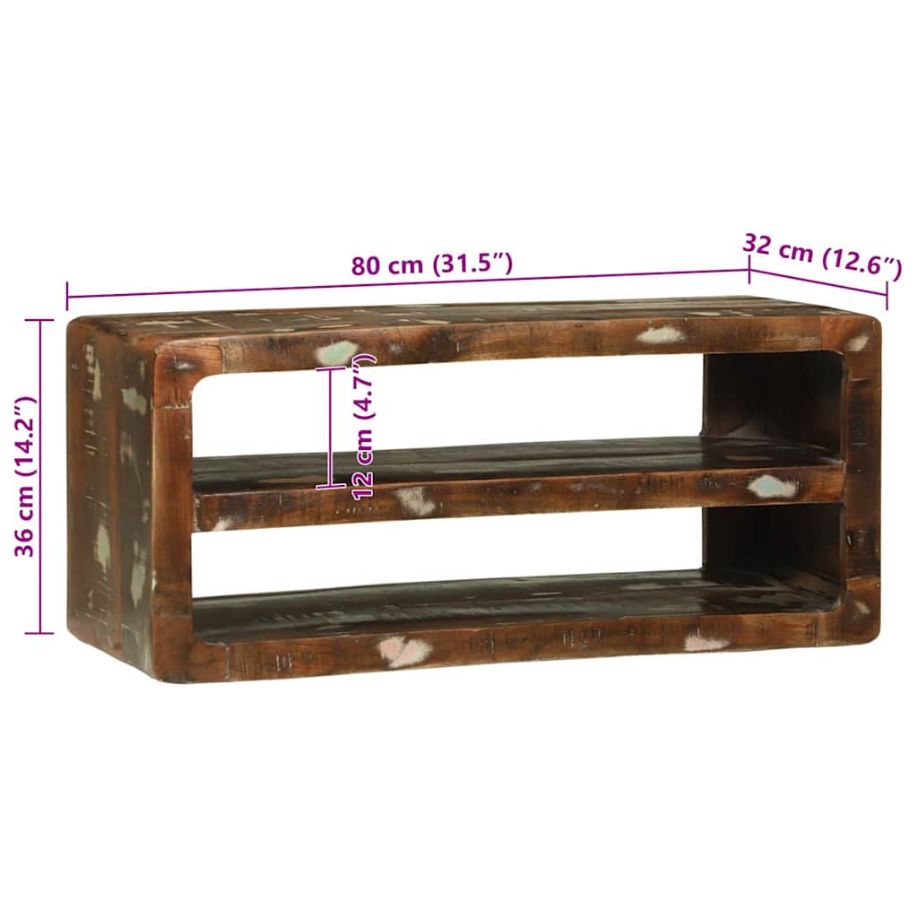 TV-Møbel Tre TV-benk Flerfarget 80 x 32 x 36 cm Massivt gjenvunnet tre