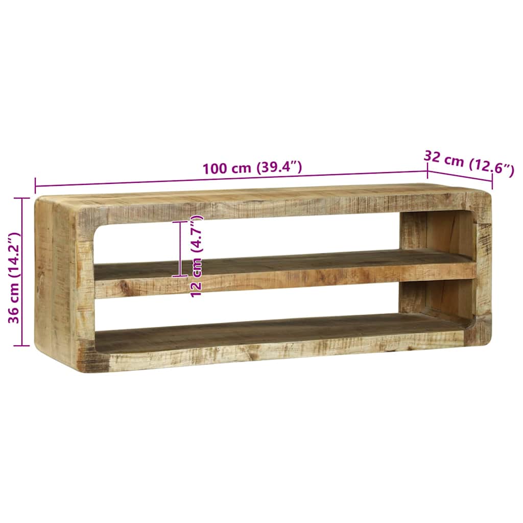 TV-Møbel Tre TV-benk med hylle Brun 100 x 32 x 36 cm Massivt mangotre