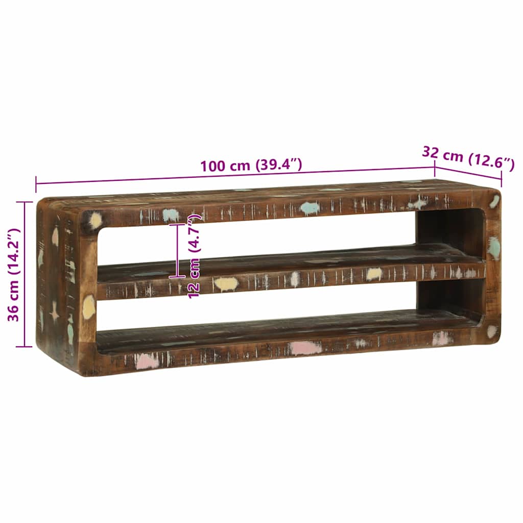 TV-Møbel Tre TV-benk Flerfarget 100 x 32 x 36 cm Massivt gjenvunnet tre
