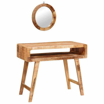 Sminkebord med hylle Brun 90 x 76 x 45 cm heltre mango