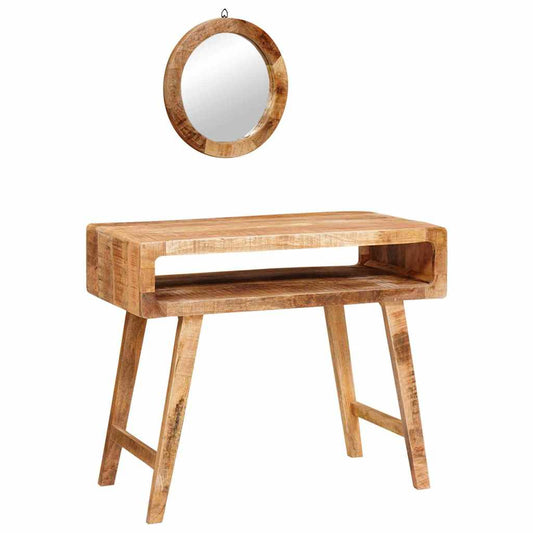Sminkebord med hylle Brun 90 x 76 x 45 cm heltre mango