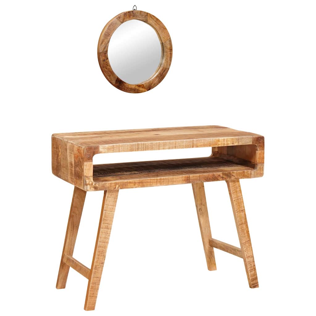 Sminkebord med hylle Brun 90 x 76 x 45 cm heltre mango