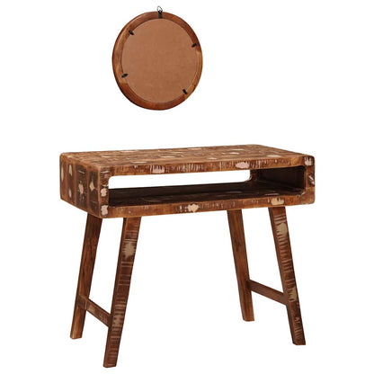 Sminkebord med hylle Brun 90 x 76 x 45 cm Solid gjenvunnet tre