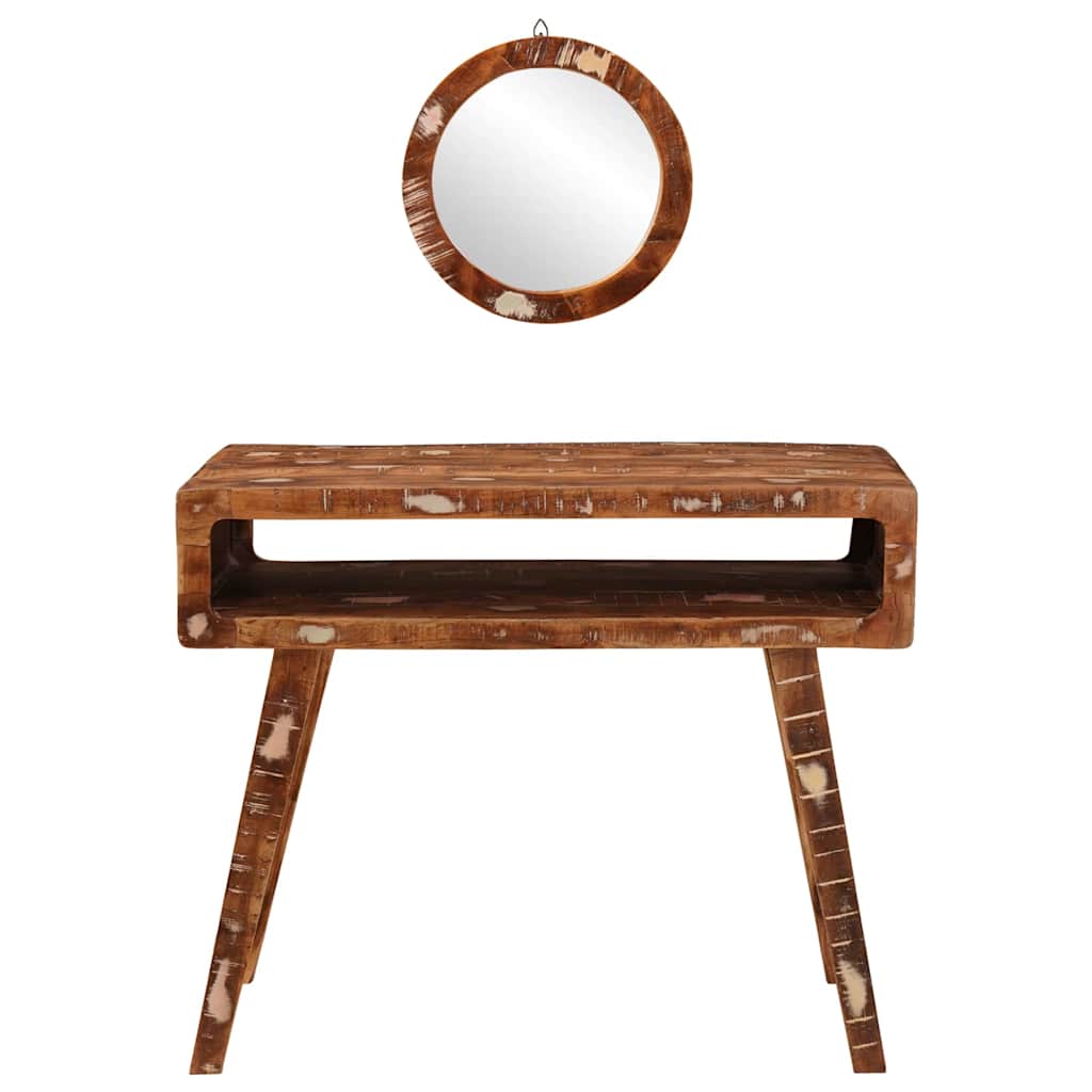 Sminkebord med hylle Brun 90 x 76 x 45 cm Solid gjenvunnet tre