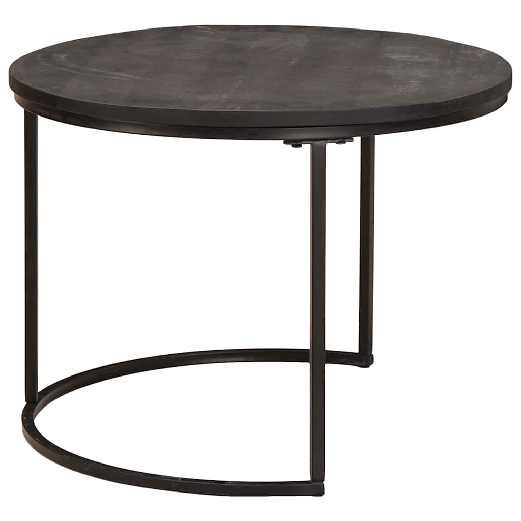 Nestende Kaffebord 3 pcs Svart Massivt mangotre og stål