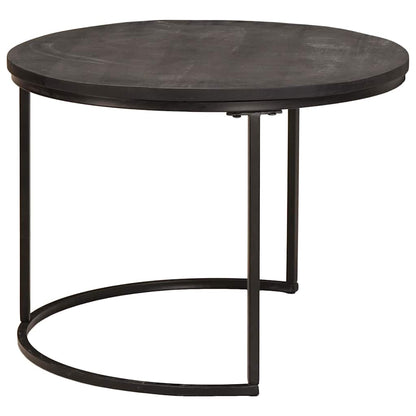 Nestende Kaffebord 3 pcs Svart Massivt mangotre og stål