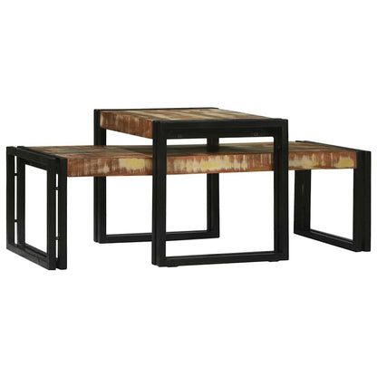 Salongbord Sofabord Tre 2 stk Flerfarget 48 x 40 x 40 cm gjenvunnet heltre