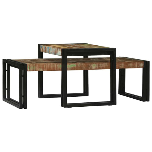 Salongbord Sofabord Tre 2 stk Flerfarget 48 x 40 x 40 cm gjenvunnet heltre