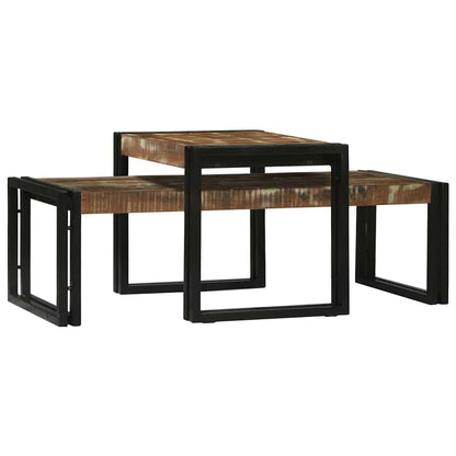 Salongbord Sofabord Tre 2 stk Flerfarget 48 x 40 x 40 cm gjenvunnet heltre
