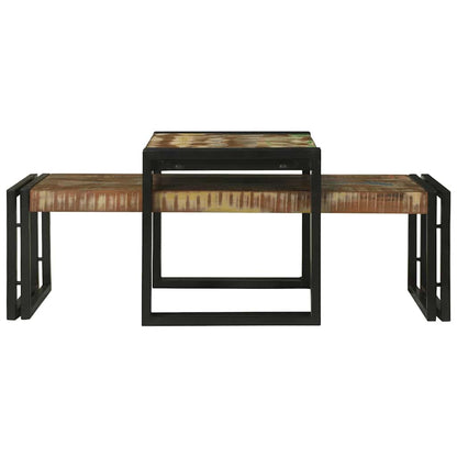 Salongbord Sofabord Tre 2 stk Flerfarget 48 x 40 x 40 cm gjenvunnet heltre
