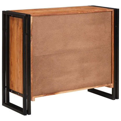 Skap med dører Brun 80 x 33 x 70 cm Massivt akasietre og metall