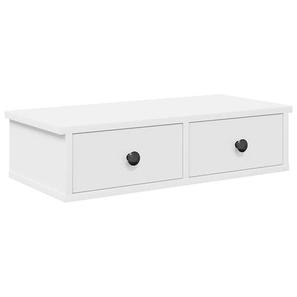 Vegghylle Hvit med skuffer 60x25x15 cm