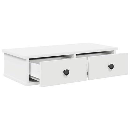 Vegghylle Hvit med skuffer 60x25x15 cm