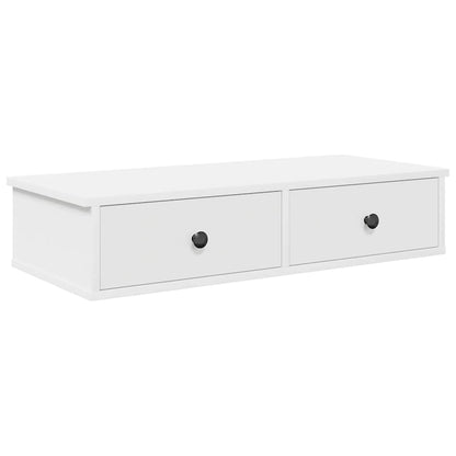 Vegghylle Hvit med skuffer 80x31x17 cm