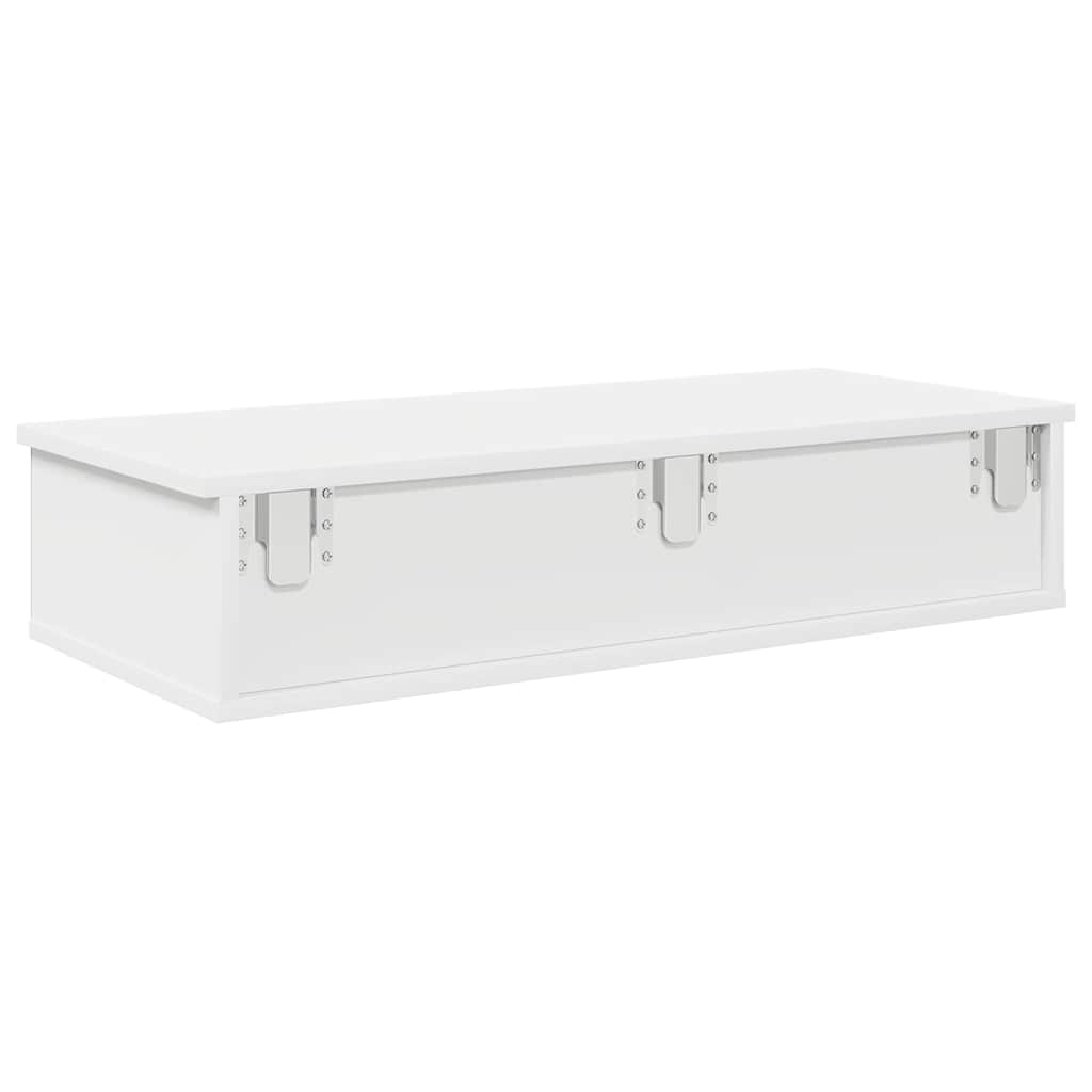 Vegghylle Hvit med skuffer 80x31x17 cm