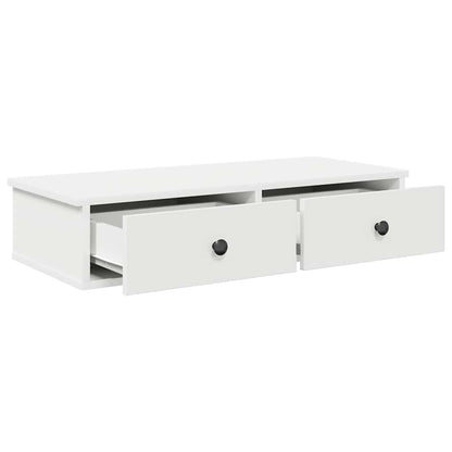 Vegghylle Hvit med skuffer 80x31x17 cm