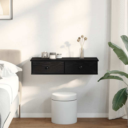 Vegghylle Svart med skuffer 80x31x17 cm