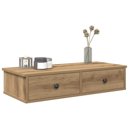 Vegghylle Artisan Eik med skuffer 80x31x17 cm