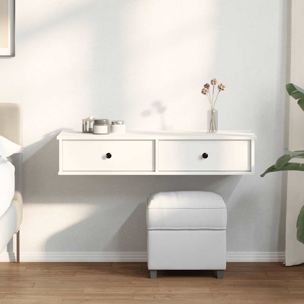 Vegghylle Hvit med skuffer 100x37,5x19 cm