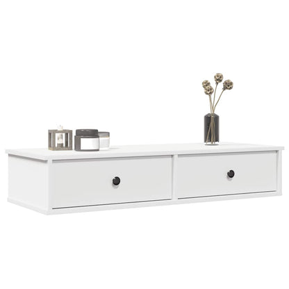 Vegghylle Hvit med skuffer 100x37,5x19 cm