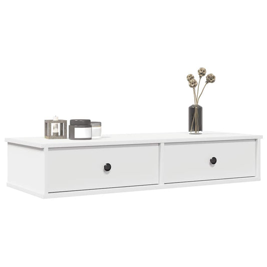 Vegghylle Hvit med skuffer 100x37,5x19 cm