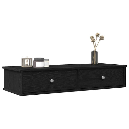 Vegghylle Svart med skuffer 100x37,5x19 cm