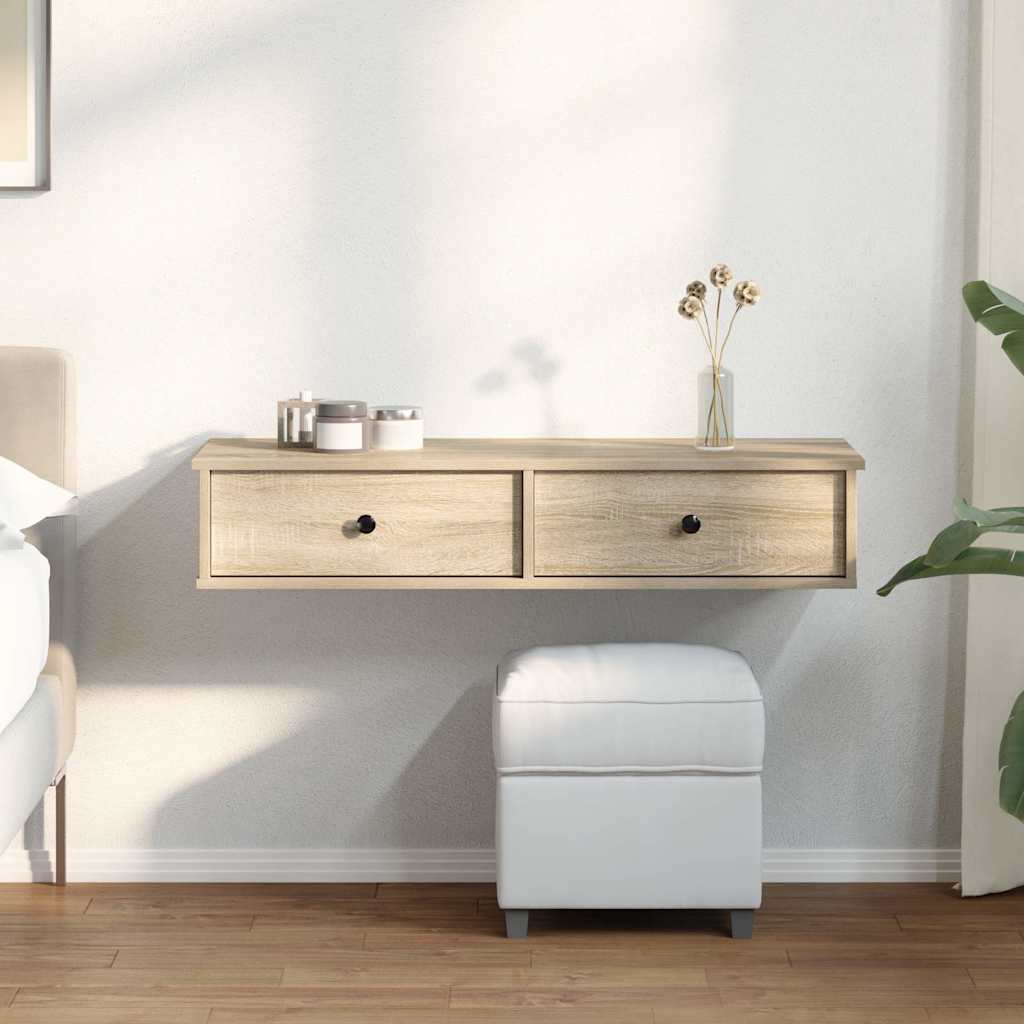 Vegghylle Sonoma Eik med skuffer 100x37,5x19 cm
