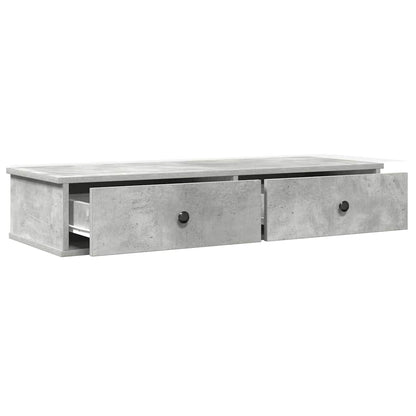 Vegghylle Betonggrå med skuffer 100x37,5x19 cm