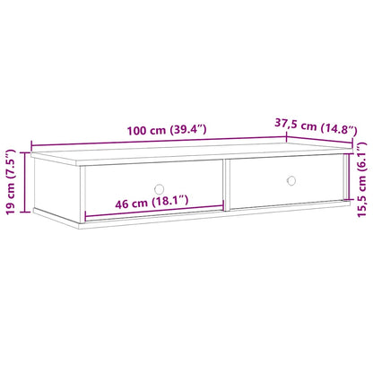 Vegghylle Sonoma Grå med skuffer 100x37,5x19 cm