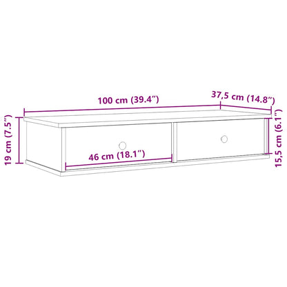 Vegghylle Gammelt Tre med skuffer 100x37,5x19 cm