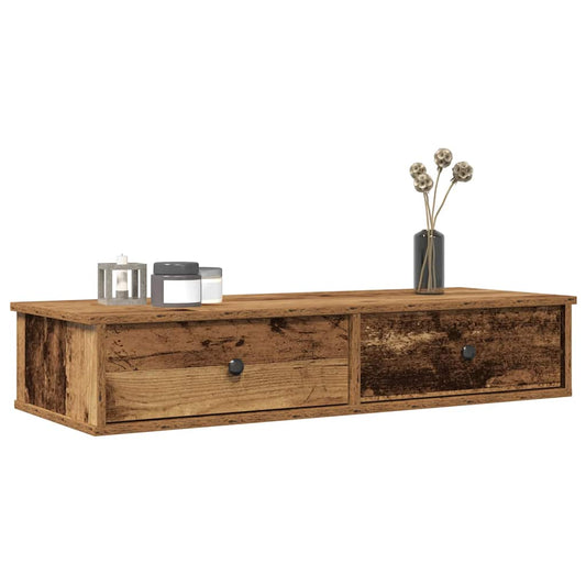 Vegghylle Gammelt Tre med skuffer 100x37,5x19 cm