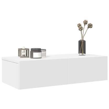Vegghylle Hvit med skuffer 60x26,5x15 cm