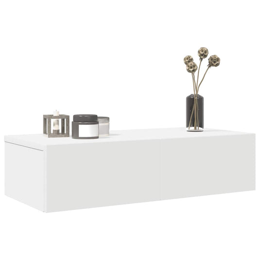 Vegghylle Hvit med skuffer 60x26,5x15 cm