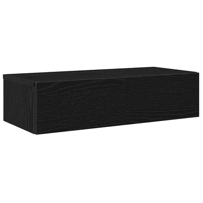 Vegghylle med skuffer Svart 60x26,5x15 cm