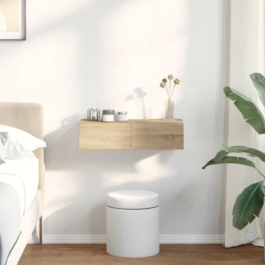 Vegghylle Sonoma Eik med skuffer 60x26,5x15 cm