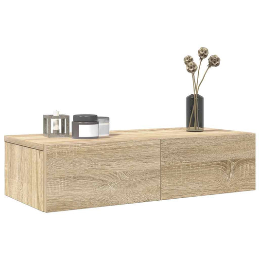 Vegghylle Sonoma Eik med skuffer 60x26,5x15 cm