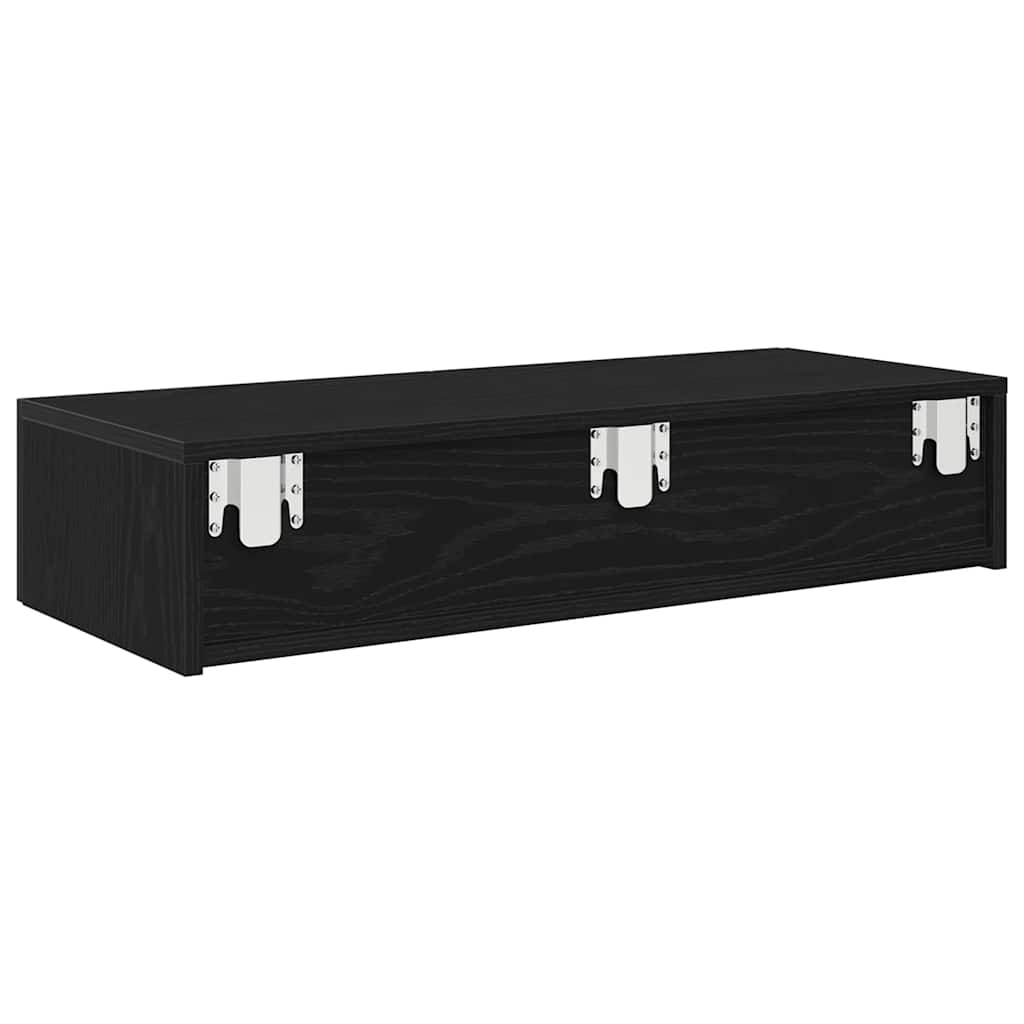 Vegghylle Svart med skuffer 80x33x17 cm