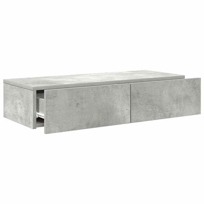 Vegghylle Betonggrå med skuffer 80x33x17 cm