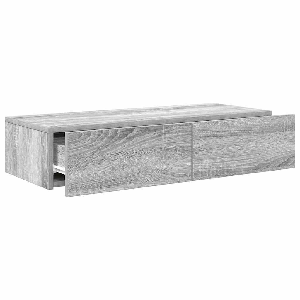 Vegghylle Sonoma Grå med skuffer 80x33x17 cm