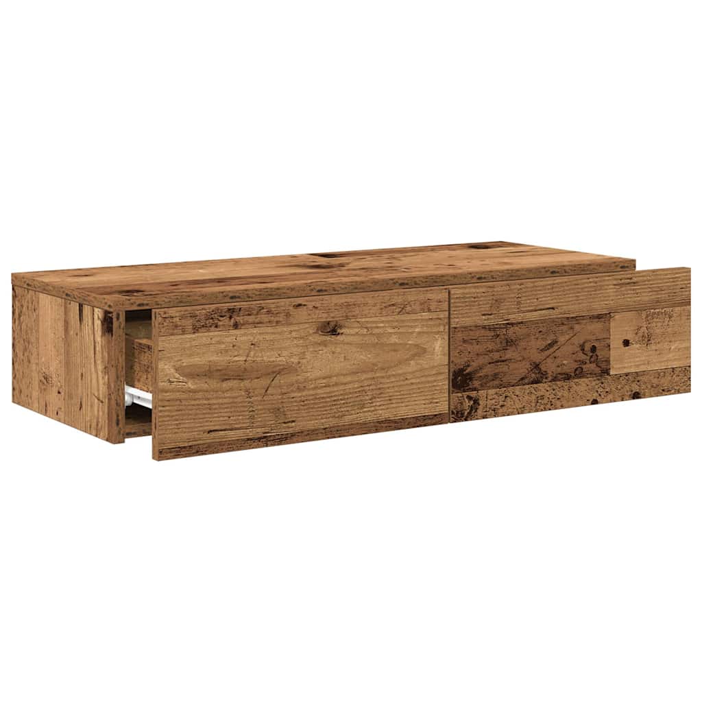 Vegghylle Gammelt Tre med skuffer 80x33x17 cm
