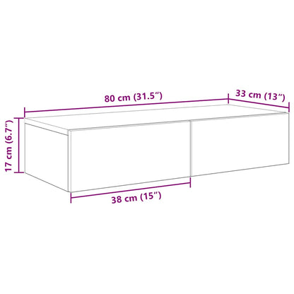 Vegghylle Gammelt Tre med skuffer 80x33x17 cm