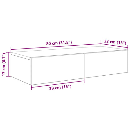 Vegghylle Artisan Eik med skuffer 80x33x17 cm