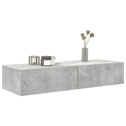 Vegghylle Betonggrå med skuffer 100x36x19 cm