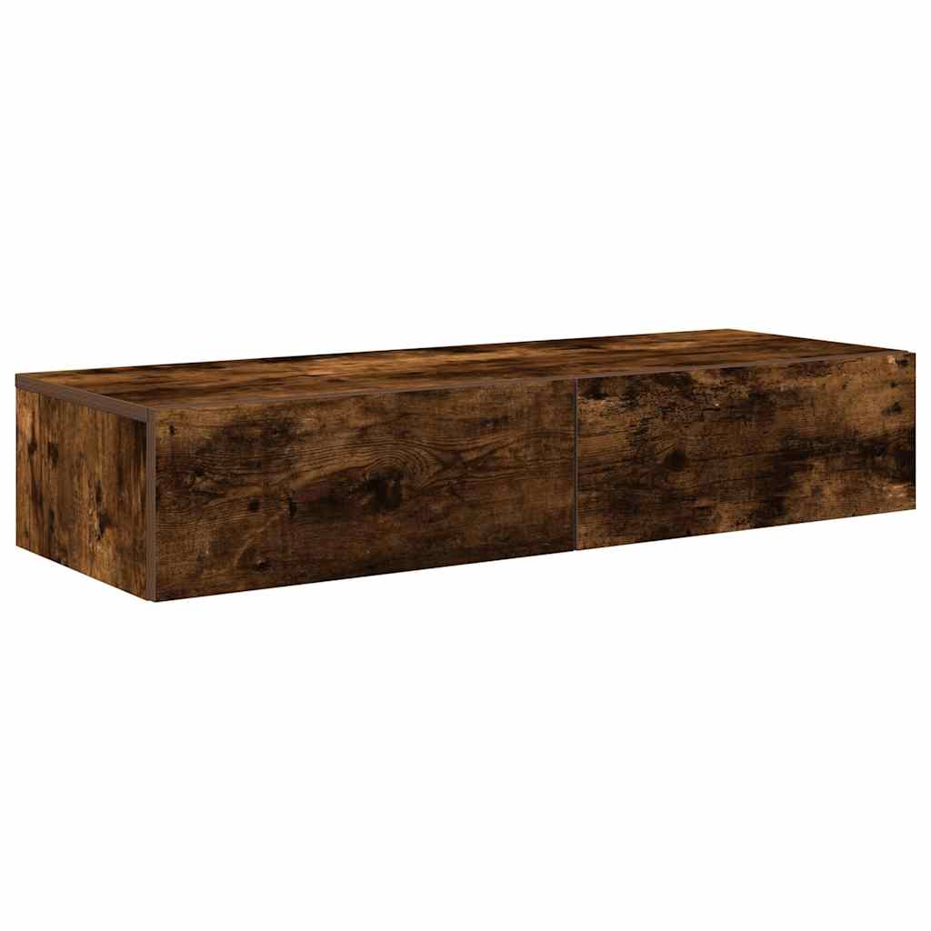 Vegghylle Røkt Eik med skuffer 100x36x19 cm